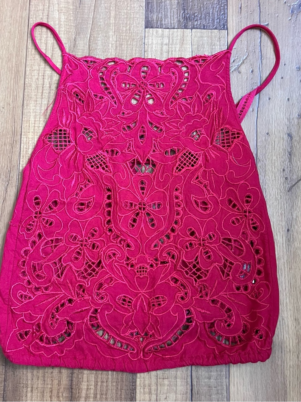 Free people embroidered lace backless halter